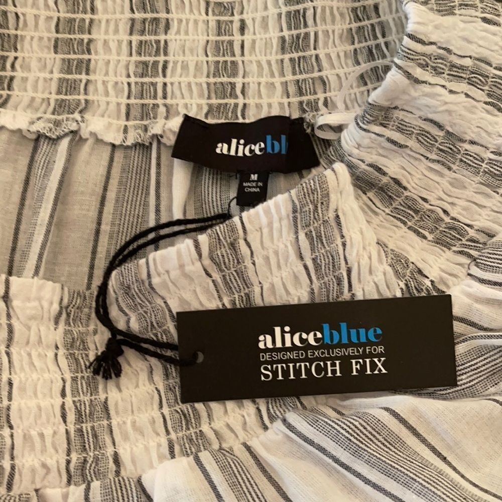 *Stitch Fix* NWT Sz M ALICE blue Embroidered Top - Picture 2 of 9